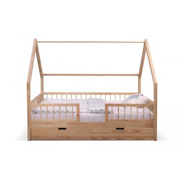 Luga Duo Plus Lit cabane pour enfants avec tiroir et barrières de sécurité